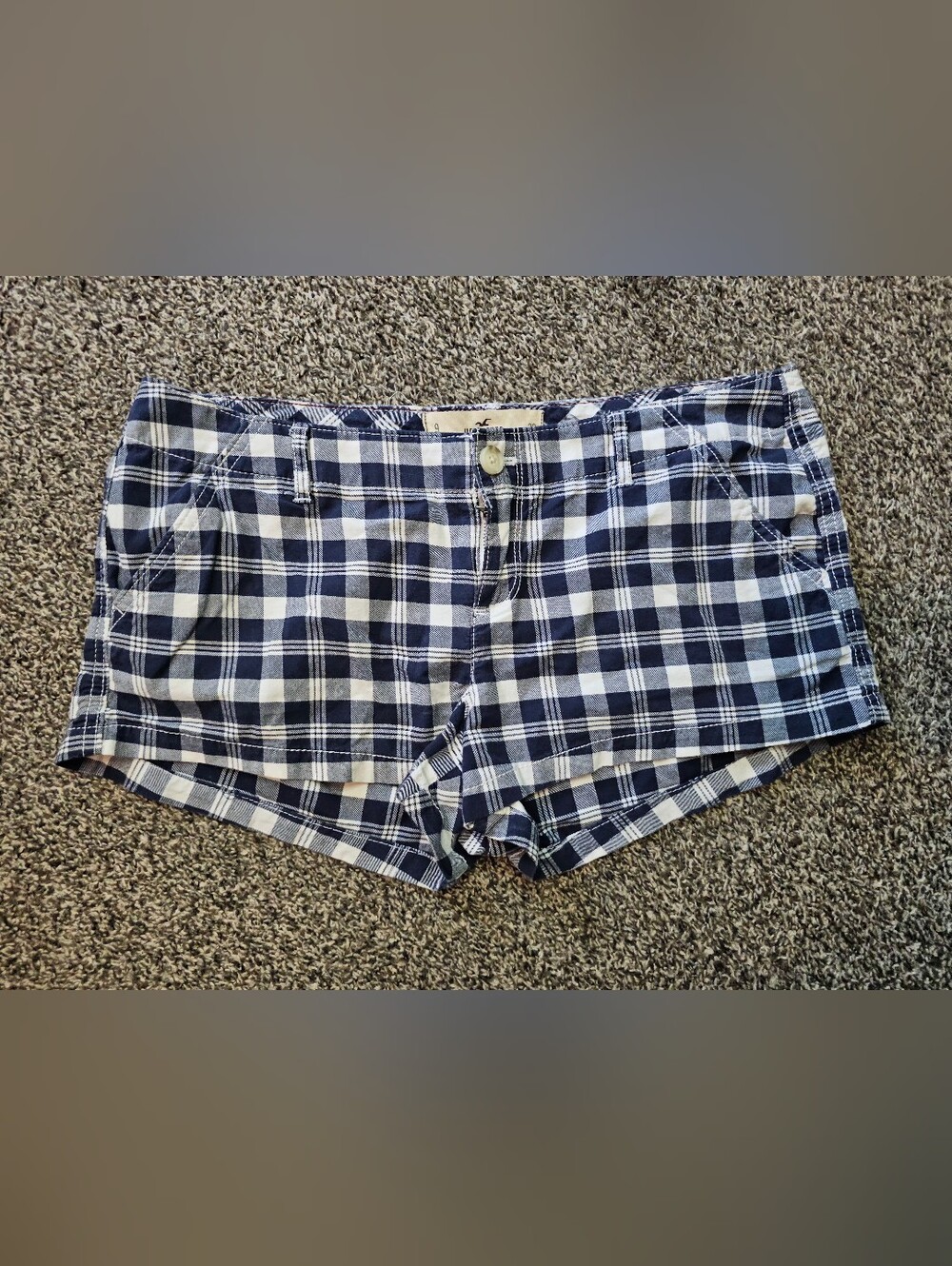 Y2k Hollister Blue and White Plaid Short Shorts sz 9